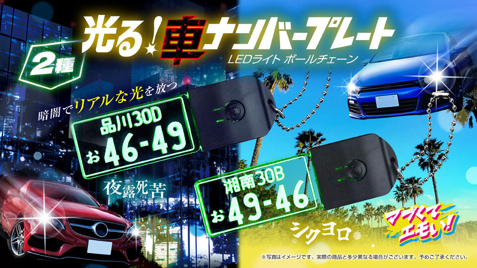 光る！車ナンバープレートLEDライトボールチェーン2種